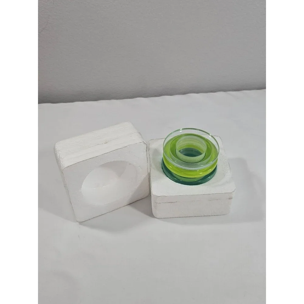PartyLite PRISM Tealight Holder Layered Glass: Green, Capri Blue, Clear NEW